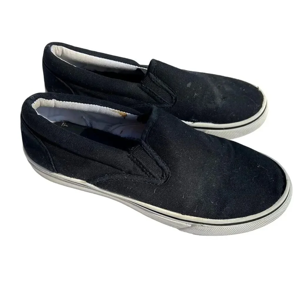 George Mens Casual Shoes Slip On Non Marking Sole Black and White Size 7